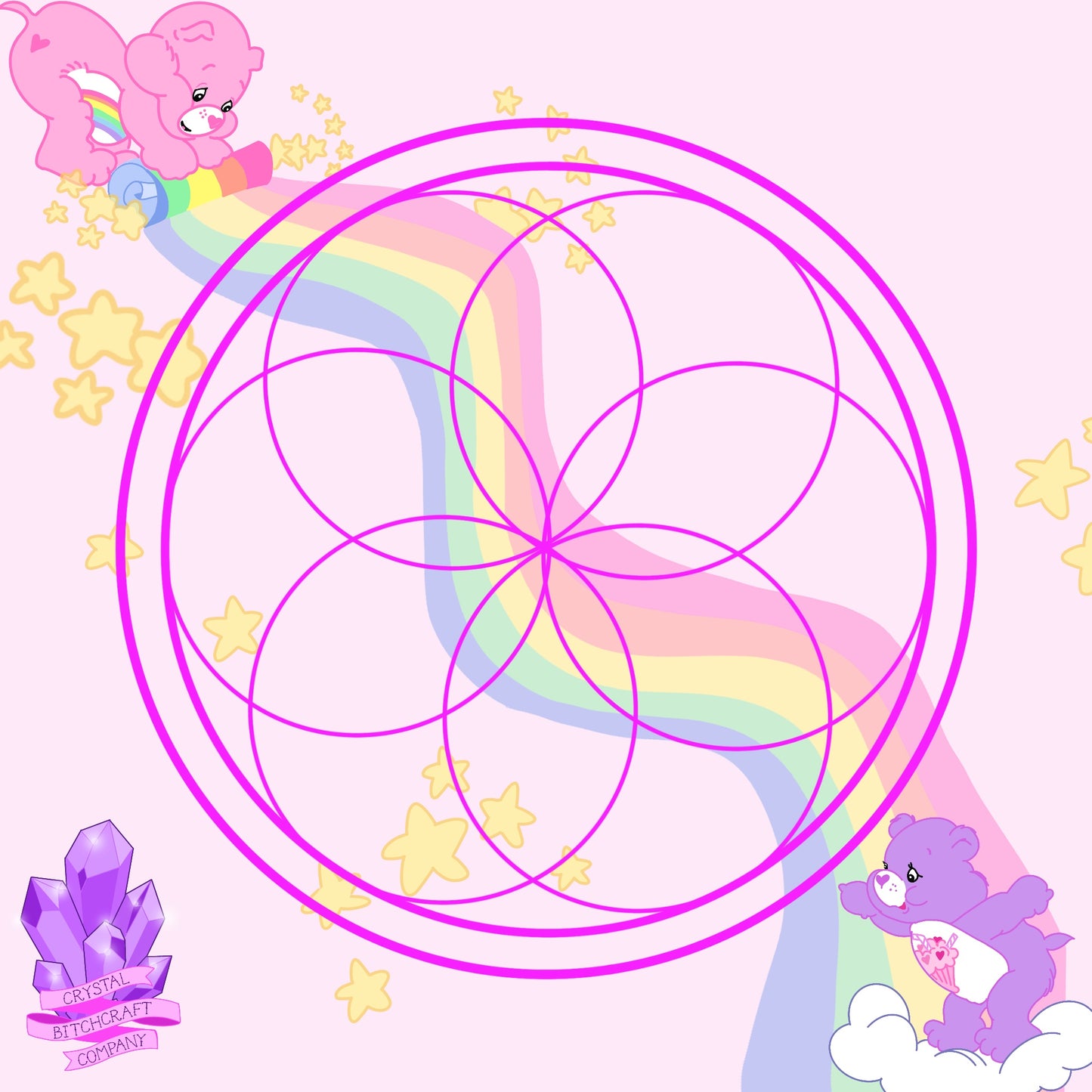 Care Bears inspired crystal grid